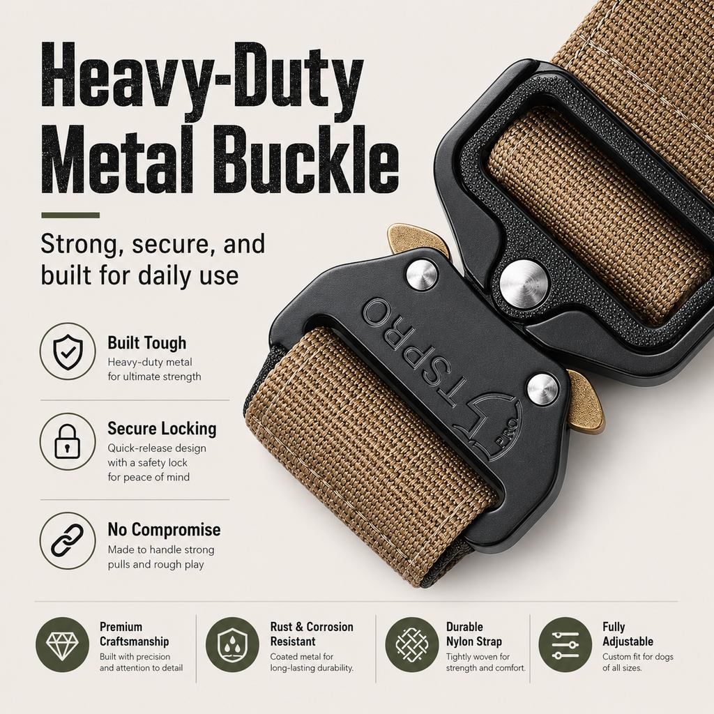 Ortekor Large Dog Tactical Collar with Control Handle - Secure Grip for Walks, Training & Strong Pullers