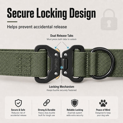 Ortekor Large Dog Tactical Collar with Control Handle - Secure Grip for Walks, Training & Strong Pullers