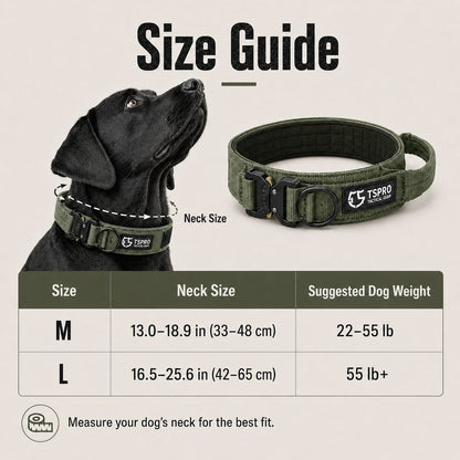 Ortekor Large Dog Tactical Collar with Control Handle - Secure Grip for Walks, Training & Strong Pullers