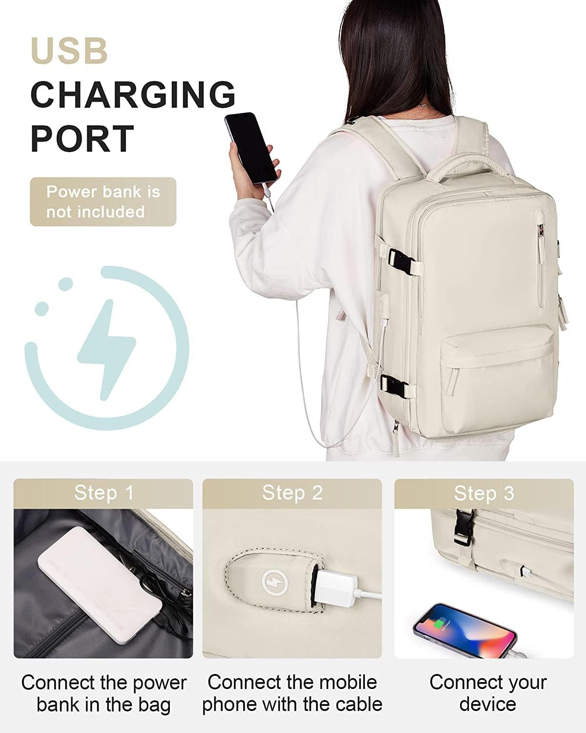 Large Travel Backpack 40L with Laptop Sleeve and Dedicated Shoe Section for Weekend Trips, Hiking & Daily Use