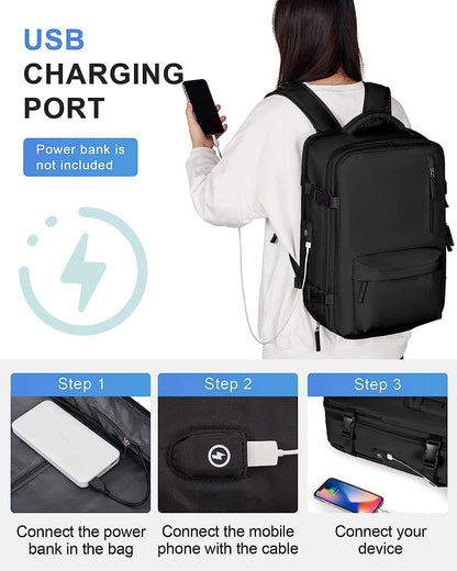 Large Travel Backpack 40L with Laptop Sleeve and Dedicated Shoe Section for Weekend Trips, Hiking & Daily Use
