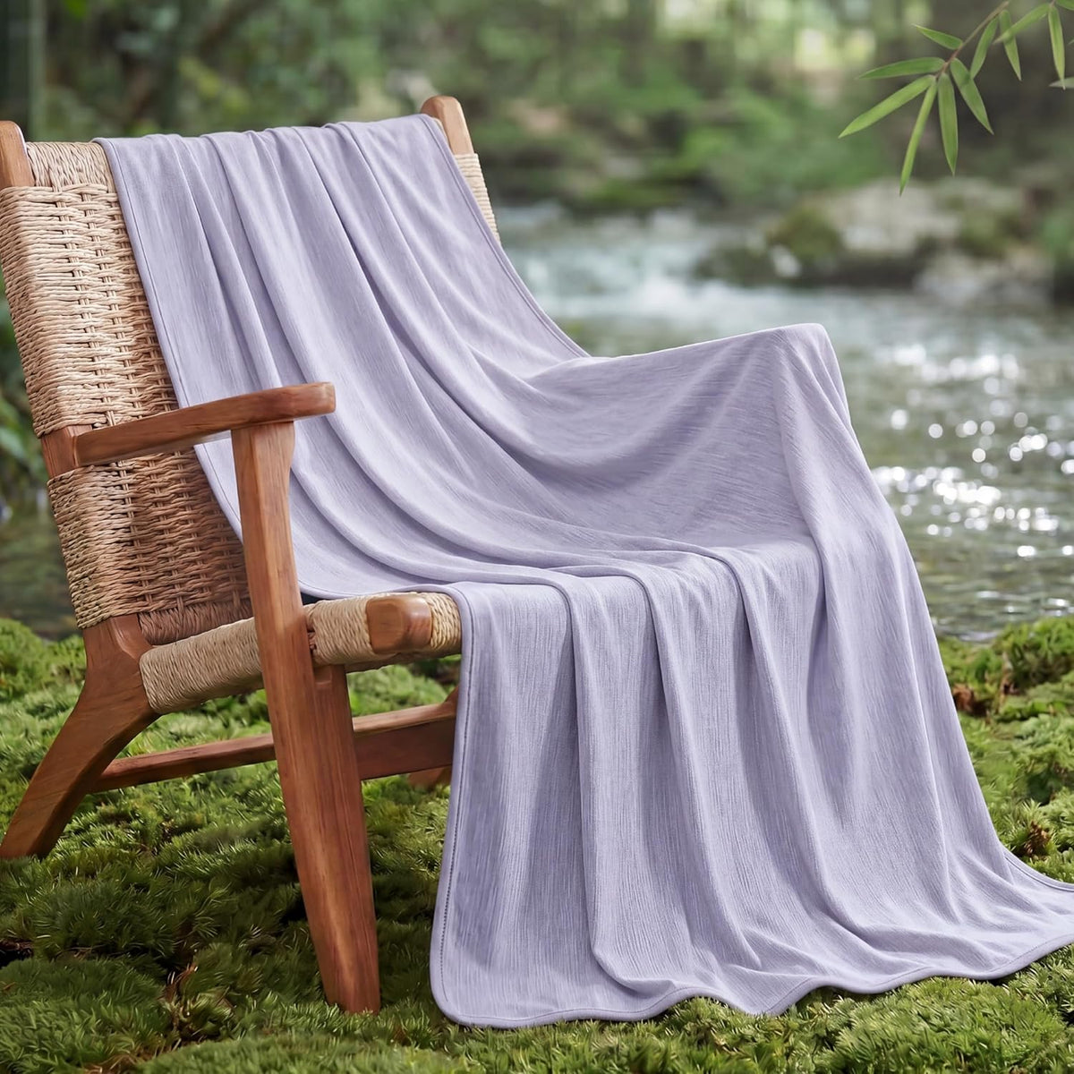 Confort Acogedor | Manta refrescante de verano de rayón de bambú para personas calurosas | Manta ligera para viajes y uso al aire libre