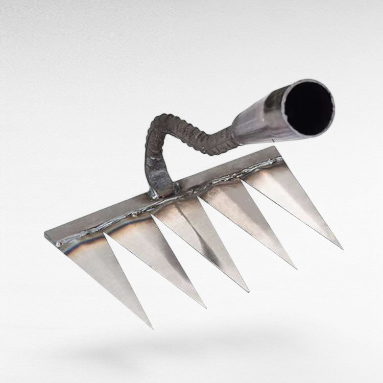 Stainless Steel Weed Removal Rake for Lawns & Gardens – Deep-Root Extractor Tool with V-Shaped Tines for Soil Prep & Weeding