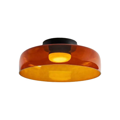 Tiered Glass Overhead Fixture 16.5 in Diameter Contemporary Room Illumination Gray Amber Green Finishes LED Flush Mount for Bedroom Dining K