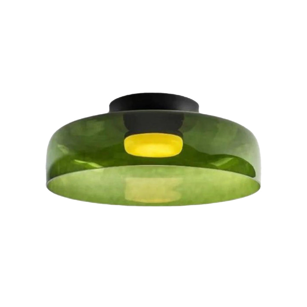Tiered Glass Overhead Fixture 16.5 in Diameter Contemporary Room Illumination Gray Amber Green Finishes LED Flush Mount for Bedroom Dining K