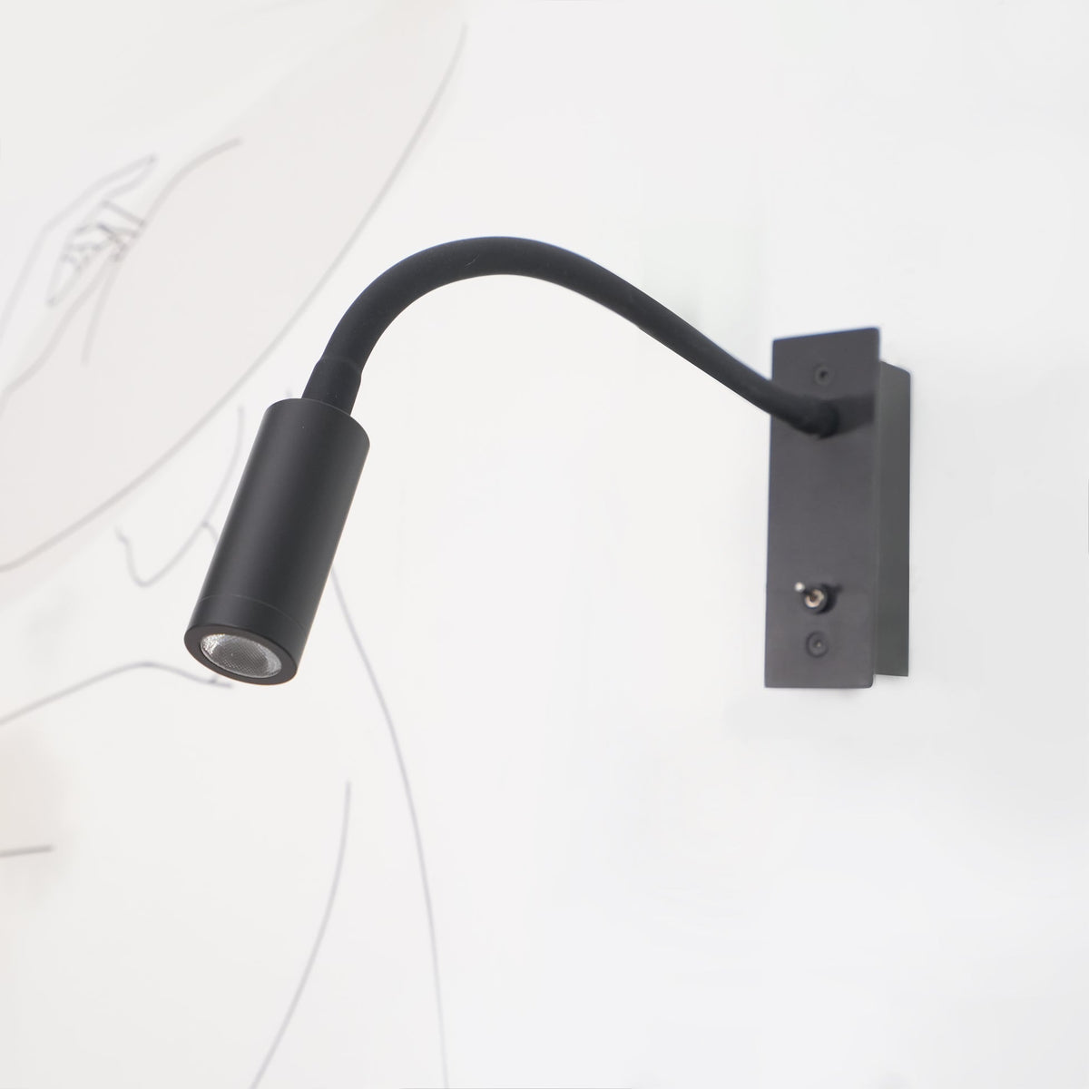 Flexible Gooseneck LED Reading Sconce 14 in Aluminum Indoor Wall Light for Bedroom Hallway Study Modern Task Lighting Push Button Switch
