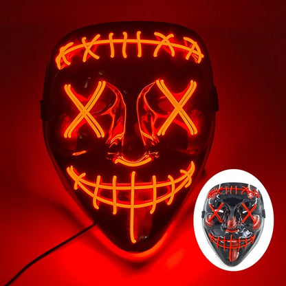 Máscara de disfraz de Halloween con luz LED para adultos: máscara facial brillante electroluminiscente para fiestas, festivales y cosplay