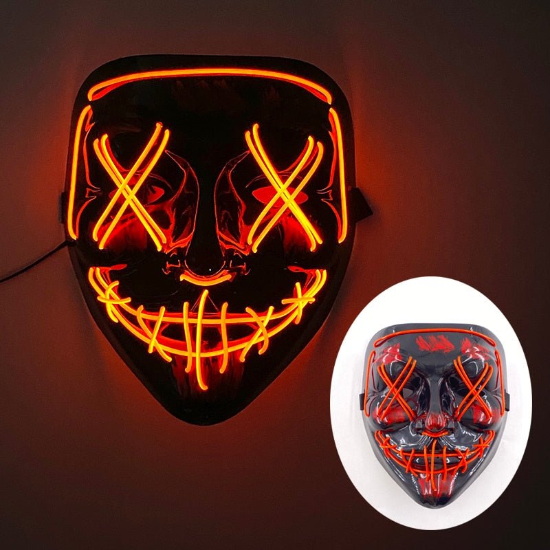 Máscara de disfraz de Halloween con luz LED para adultos: máscara facial brillante electroluminiscente para fiestas, festivales y cosplay