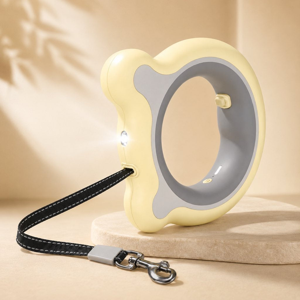 Ortekor Retractable Dog Leash for Night Walks & Daily Walks - Optional LED Light, 16ft Reflective Tape & One-Touch Brake for Better Visibility and Control