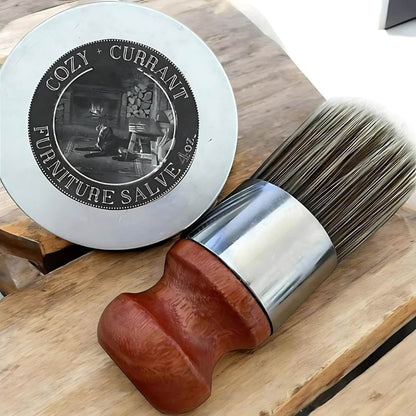 Natural Wax Leather Conditioner Balm with Wooden Applicator Brush for Furniture Upholstery Car Seats Jackets Bags Restores Shine Softens Hid