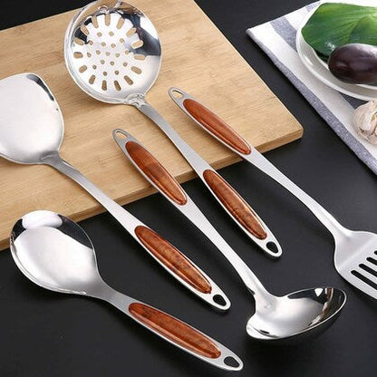 Juego de utensilios de cocina, set de utensilios de acero inoxidable con mangos ergonómicos, herramientas de cocina y pinzas para cocinar