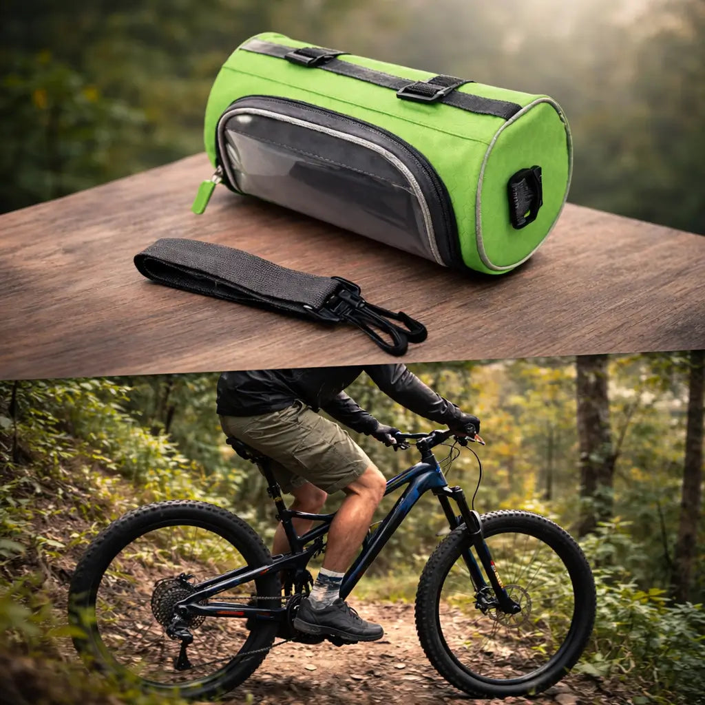 All-Weather Bicycle Handlebar Pouch with Touchscreen Access