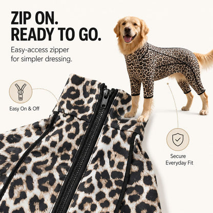 Ortekor Four-Leg Full-Body Dog Jumpsuit for Home & Outdoor Wear – Helps Contain Loose Fur & Everyday Dirt