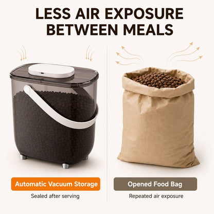 Ortekor 10L Automatic Vacuum Pet Food Storage Container for Pantry & Feeding Stations - Helps Reduce Air Exposure Between Meals
