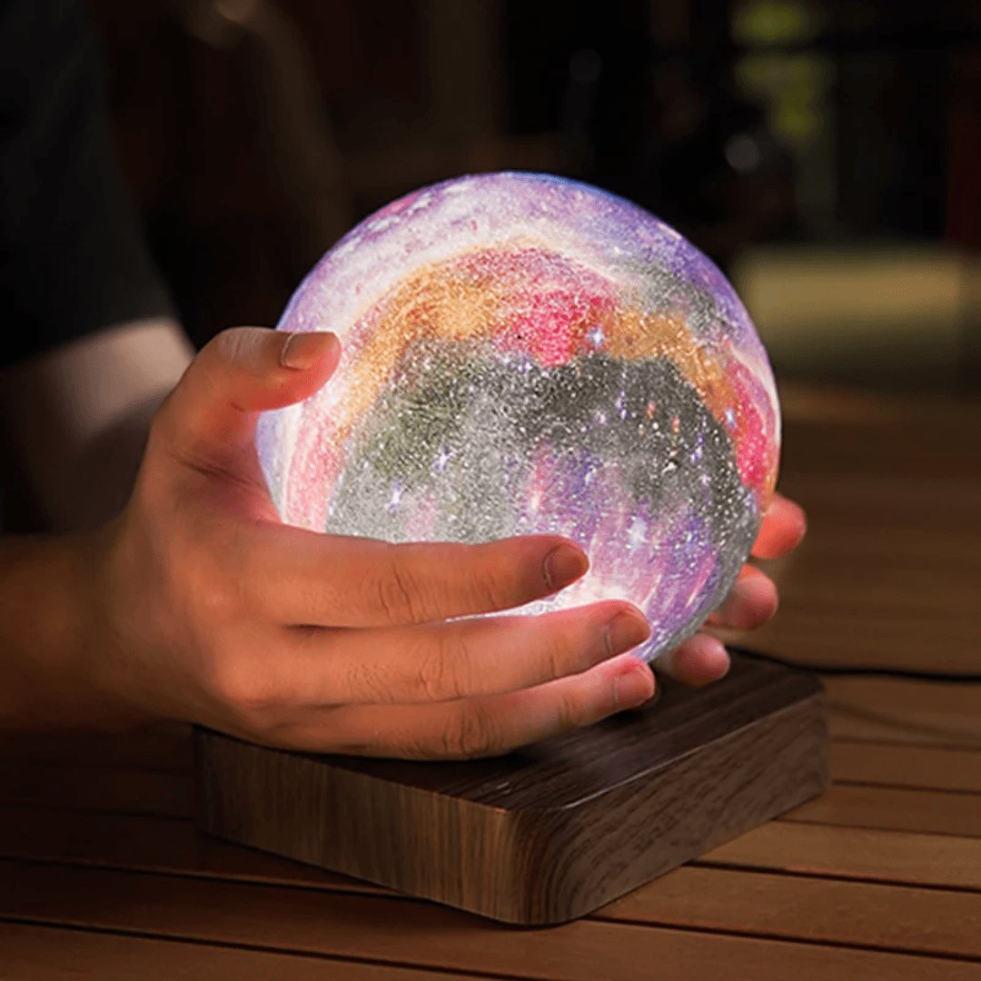 Floating Moon Light with Magnetic Levitation 6-Inch 3D Lunar Surface 16-Color Remote Control Desk Lamp for Bedroom Living Room Office Night
