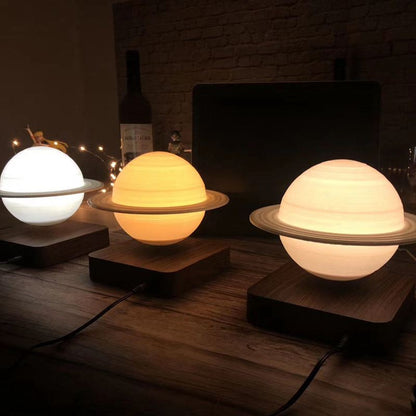 Magnetic Floating Saturn Night Light 6 Inch 3D Printed Rotating Sphere Desk Lamp Color Changing Wireless LED Planet Decor for Bedroom Office