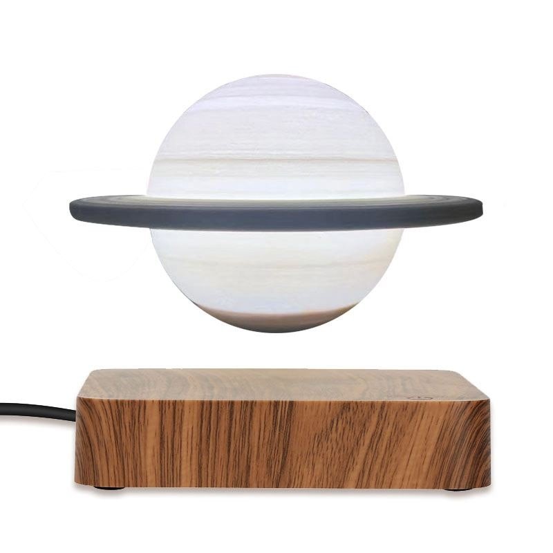 Magnetic Floating Saturn Night Light 6 Inch 3D Printed Rotating Sphere Desk Lamp Color Changing Wireless LED Planet Decor for Bedroom Office