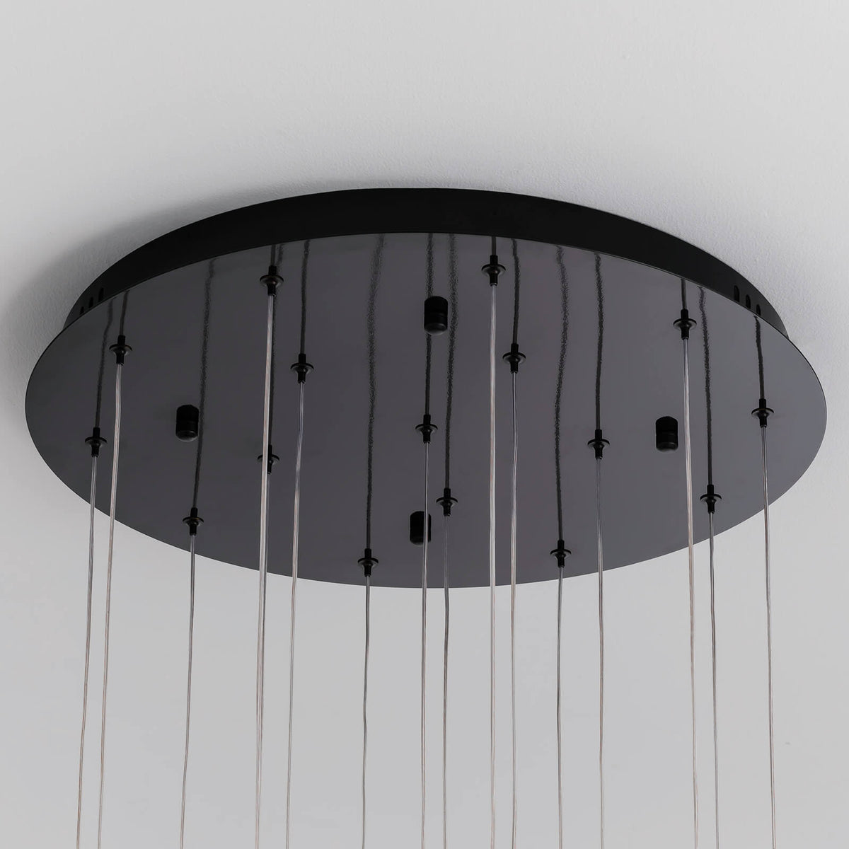 LED Crystal Spiral Drop Light for Two-Story Foyer & Staircase - Adjustable 118 in Height, Black Finish, Remote Control, Multi-Tier Waterfall