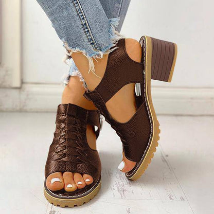 Women's Open-Toe Block-Heel Sandals with Side Zipper & Cutout Design – Dress Casual Heels for Summer Events