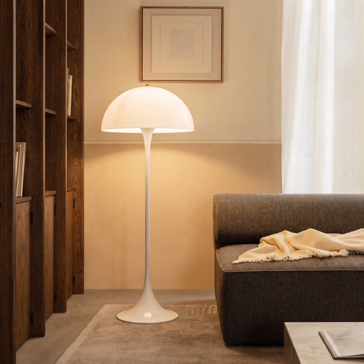 Modern Mushroom Floor Lamp with Warm LED Glow – Sculptural Dome Accent Light for Living Room, Bedroom & Home Decor