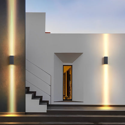 Outdoor Wall Sconce LED 8 in Architectural Up-Down Light Matte Black Aluminum Waterproof Fixture Entryway Patio Garden Pathway Driveway Exte