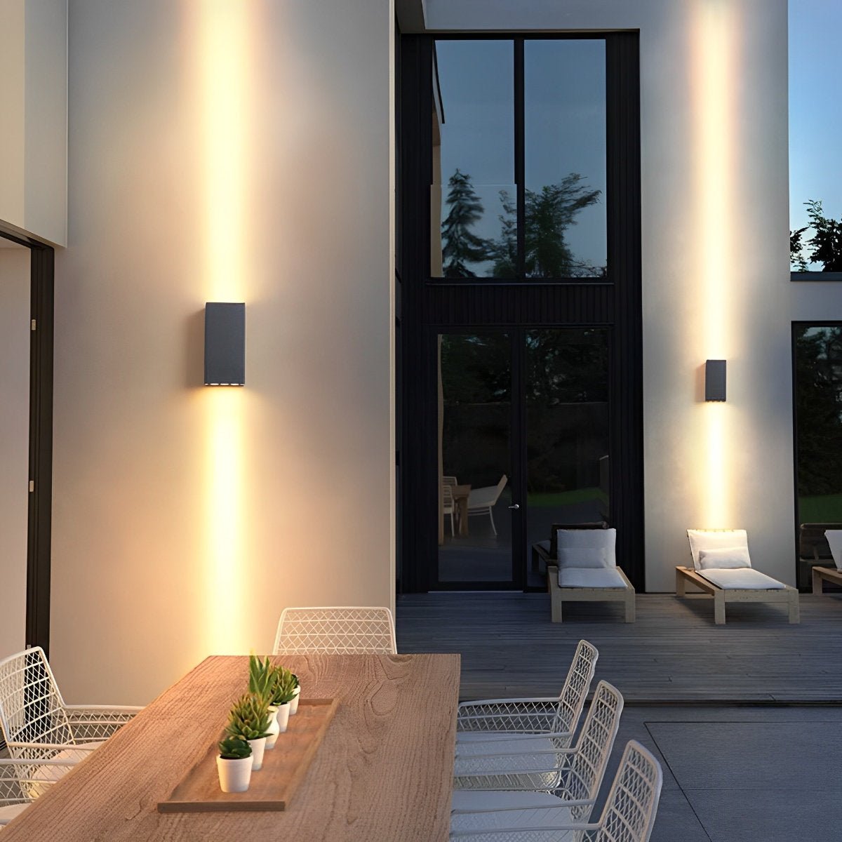 Outdoor Wall Sconce LED 8 in Architectural Up-Down Light Matte Black Aluminum Waterproof Fixture Entryway Patio Garden Pathway Driveway Exte