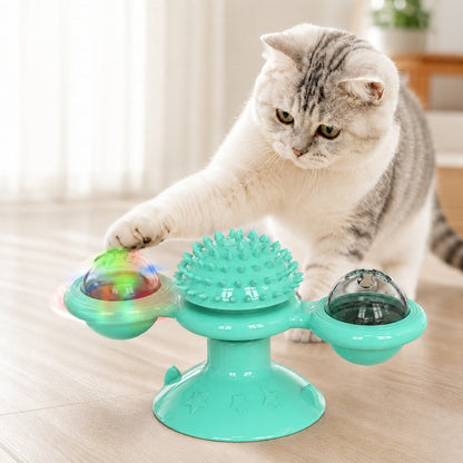 Ortekor Light-Up Spinning Cat Windmill Toy for Indoor Play & Boredom Relief
