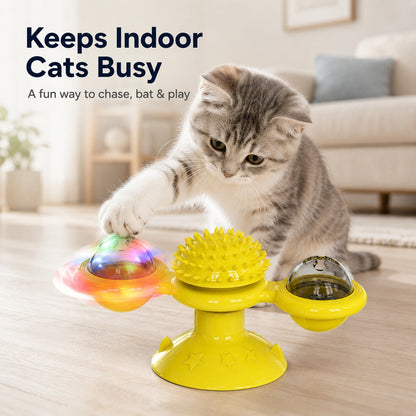 Ortekor Light-Up Spinning Cat Windmill Toy for Indoor Play & Boredom Relief