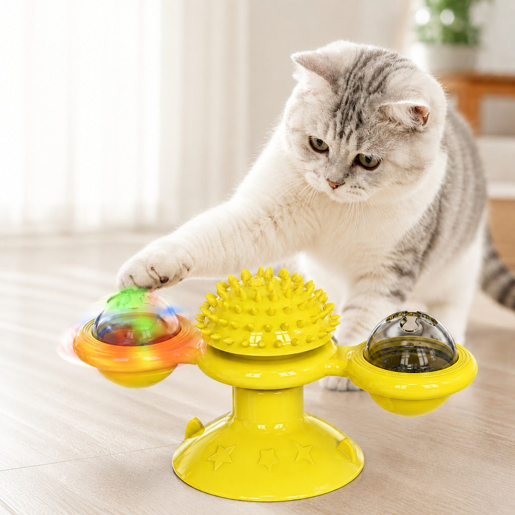 Ortekor Light-Up Spinning Cat Windmill Toy for Indoor Play & Boredom Relief