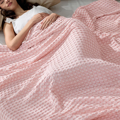 Cozy Haven | Manta de nido de abeja refrescante para cama queen, de algodón y bambú ligero | Manta de verano suave para personas calurosas