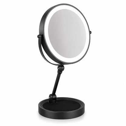 Dual-Sided Vanity Mirror 10x Magnification LED Rechargeable Touch Control Tabletop Cosmetic Mirror 360° Rotating Desktop for Makeup