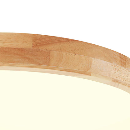 Dimmable Hardwired Ceiling Light Fixture Wood Rim Acrylic Shade 5-Color Temperature Adjustable LED Module for Kitchen Bedroom Living Room