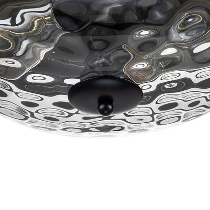 Textured Glass Flush Mount Fixture 13 in Round Two-Bulb Overhead Lighting for Bedrooms Entryways Low-Profile Farmhouse Style