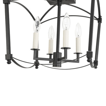 Square Cage Ceiling Light with Arched Frame & Candelabra Sockets for Entryway, Kitchen, Bedroom | Vintage Industrial Design