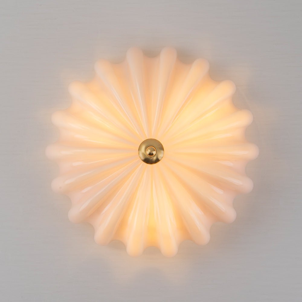 3-Light Floral Glass Ceiling Fixture, Scalloped Dome Shape, Blush or Cocoa Tone, Vintage-Inspired Semi-Flush Design for Bedroom, Nursery &