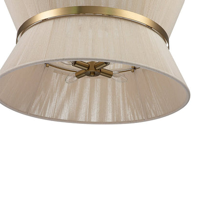 Woven Cotton Rope Drum Chandelier with Adjustable Height – 24 in Brushed Brass Fixture for Kitchen Island, Dining Table & Modern Farmhouse I