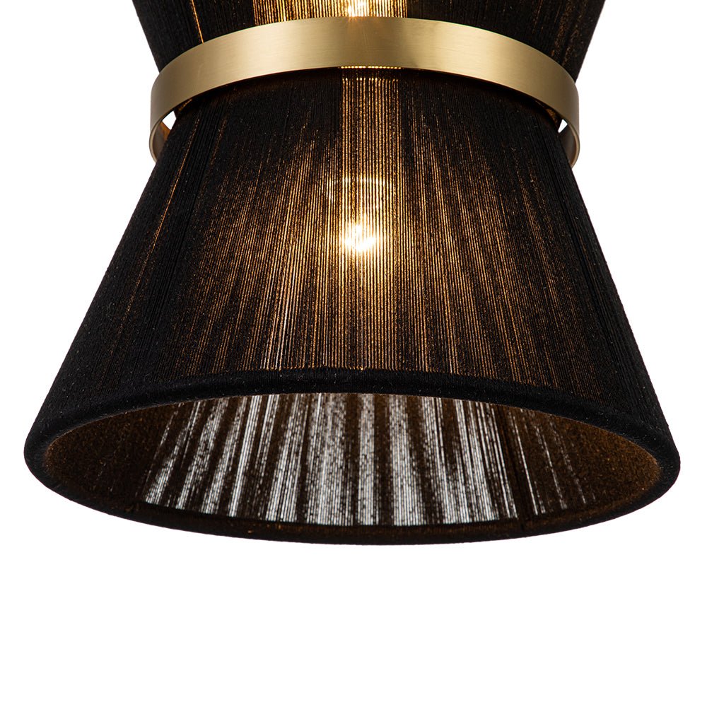 Woven Cotton Rope Drum Chandelier with Adjustable Height – 24 in Brushed Brass Fixture for Kitchen Island, Dining Table & Modern Farmhouse I
