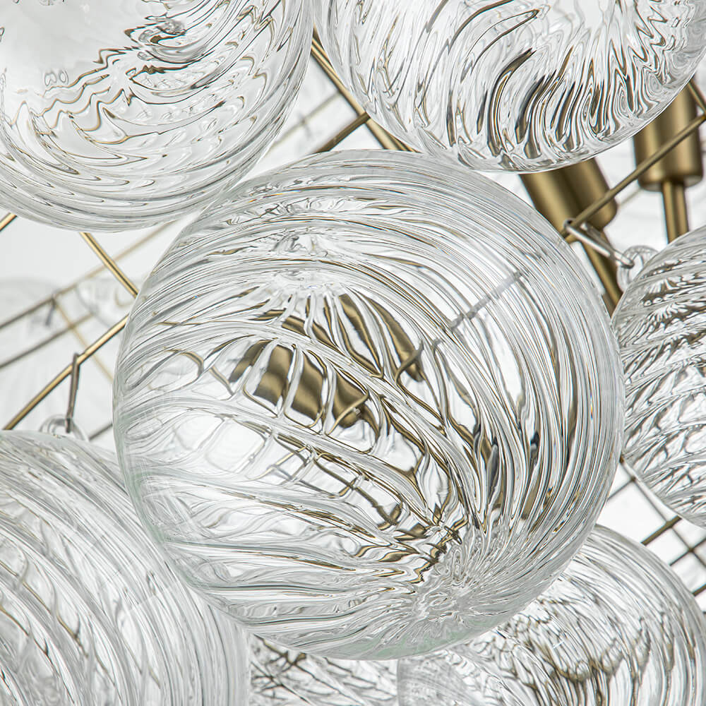 Multi-Globe Textured Glass Ceiling Fixture with Adjustable Chain Hardwired Dimmable Lighting for Dining Room Entryway Bedroom
