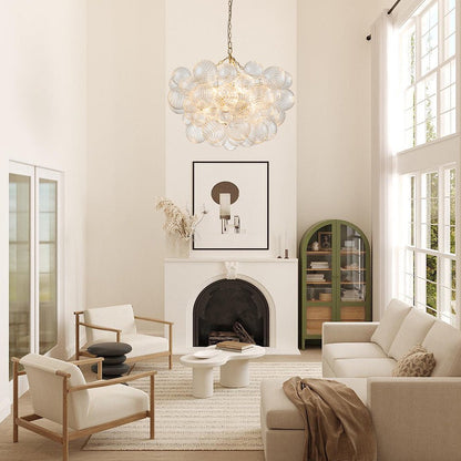 Multi-Globe Textured Glass Ceiling Fixture with Adjustable Chain Hardwired Dimmable Lighting for Dining Room Entryway Bedroom