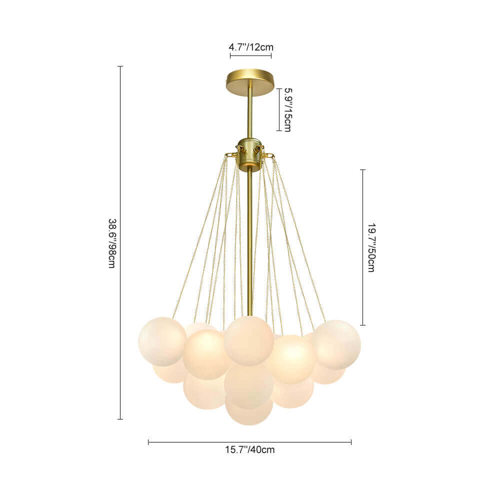 Matte Opal Globe Chandelier with Multiple Spheres – 3-Light Modern Ceiling Fixture for Dining Room & Living Room