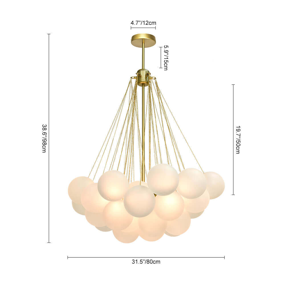 Matte Opal Globe Chandelier with Multiple Spheres – 3-Light Modern Ceiling Fixture for Dining Room & Living Room