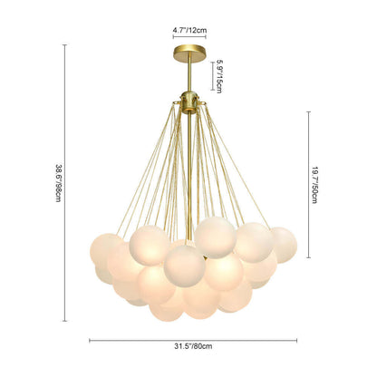 Matte Opal Globe Chandelier with Multiple Spheres – 3-Light Modern Ceiling Fixture for Dining Room & Living Room