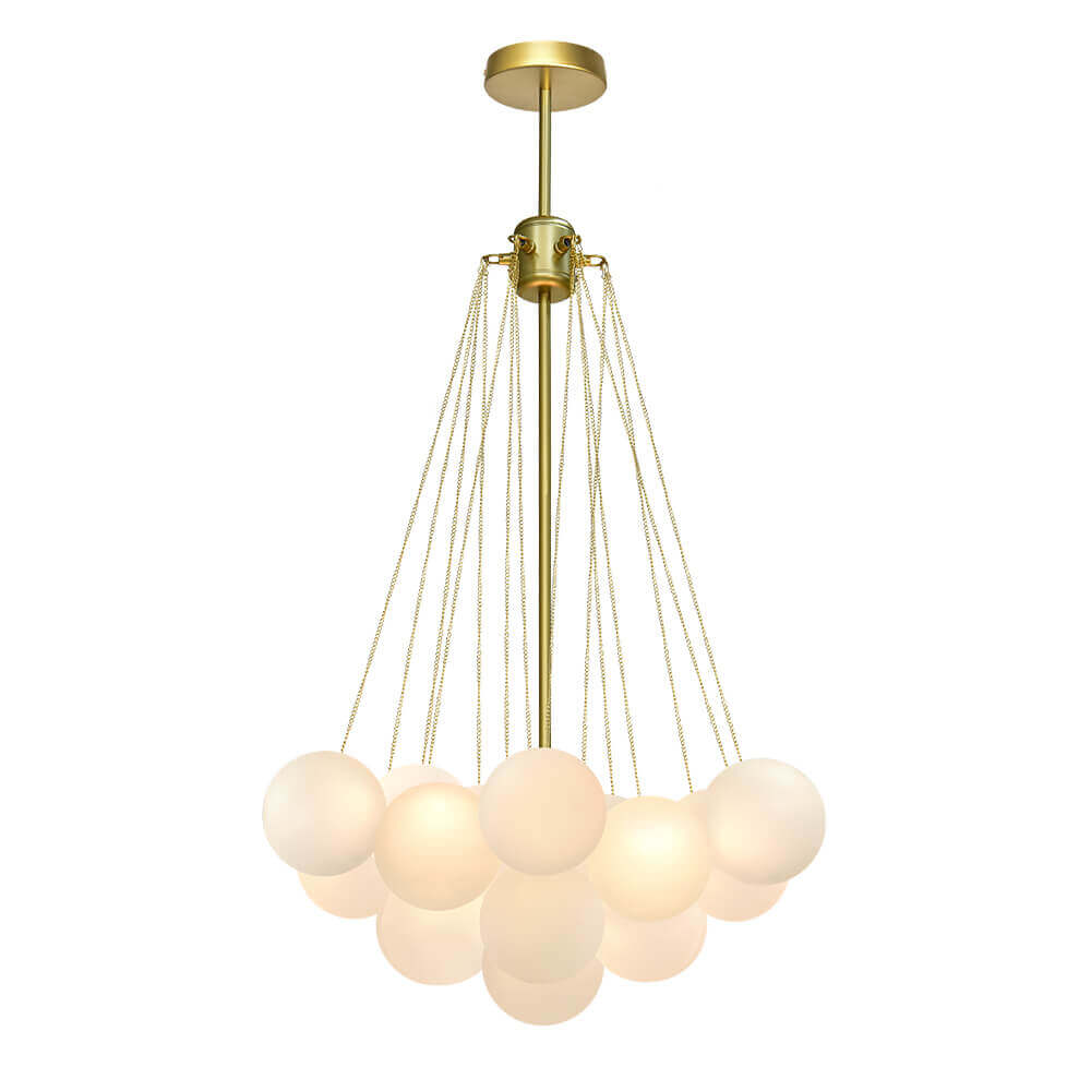 Matte Opal Globe Chandelier with Multiple Spheres – 3-Light Modern Ceiling Fixture for Dining Room & Living Room