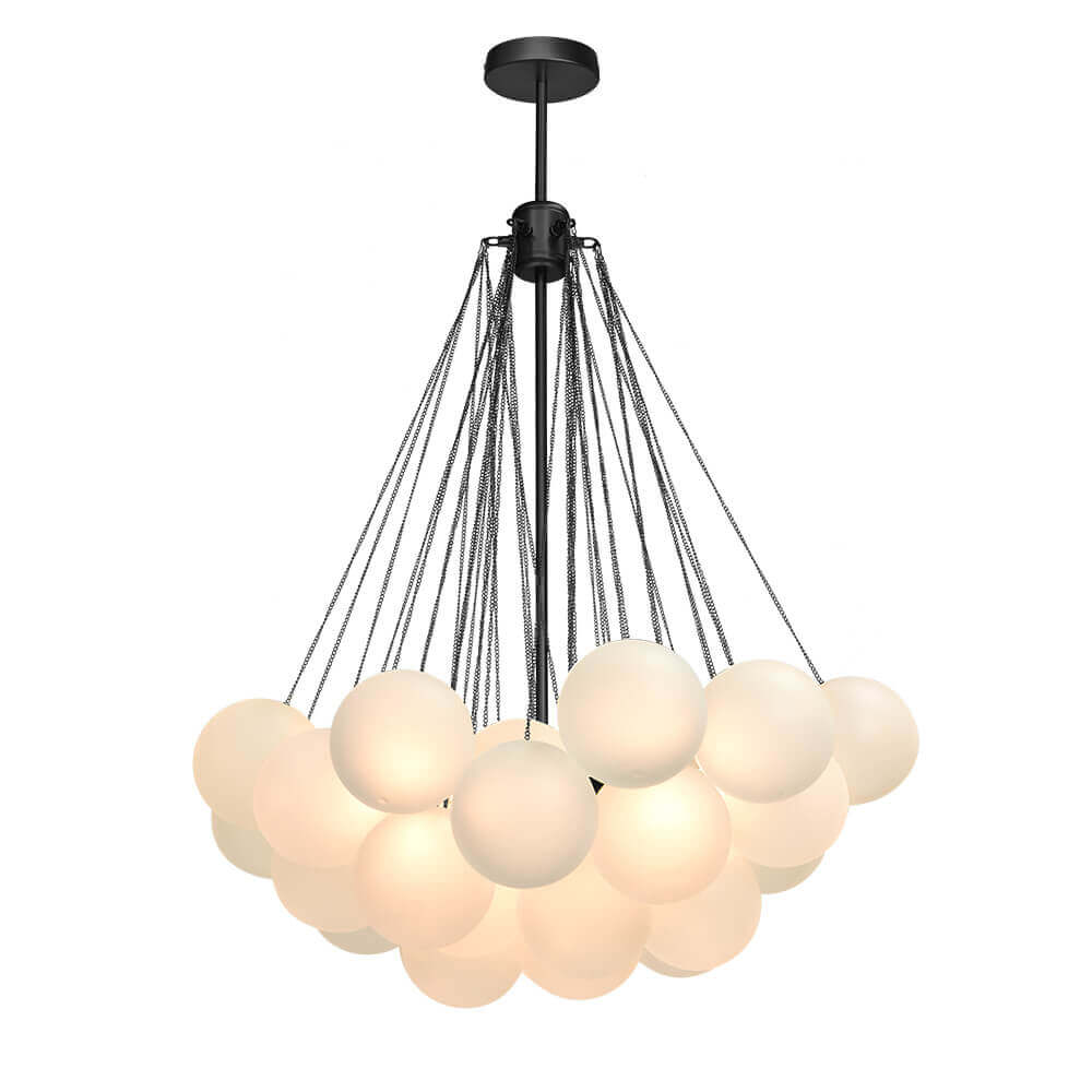 Matte Opal Globe Chandelier with Multiple Spheres – 3-Light Modern Ceiling Fixture for Dining Room & Living Room
