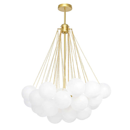Matte Opal Globe Chandelier with Multiple Spheres – 3-Light Modern Ceiling Fixture for Dining Room & Living Room