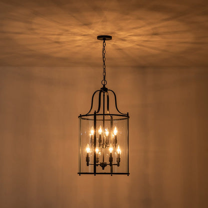 8-Light Farmhouse Cylinder Pendant Light with Clear Glass Shade for Kitchen Island & Dining Room