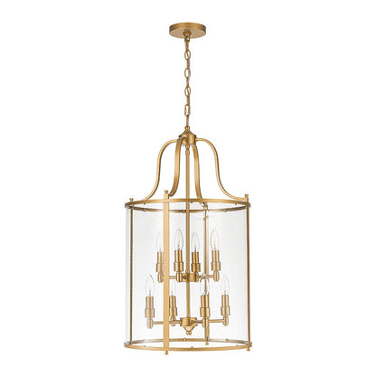 8-Light Farmhouse Cylinder Pendant Light with Clear Glass Shade for Kitchen Island & Dining Room