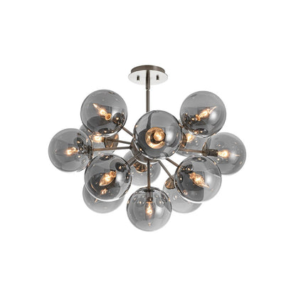 13-Light Sputnik Chandelier with Tinted Glass Globes, 24-Inch Diameter, Adjustable Height Dining Room Fixture for Mid-Century & Modern Homes