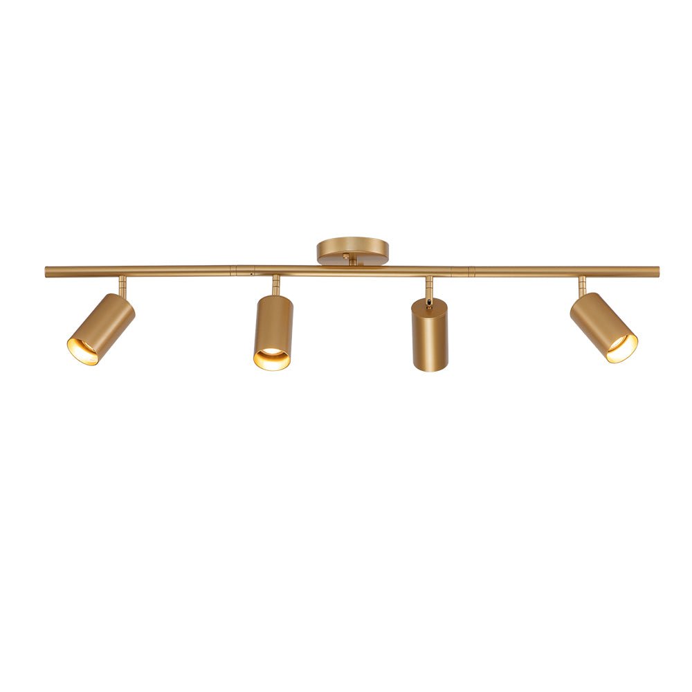 Track Lighting 4-Light Adjustable Spotlight Bar Gold Metal GU10 Ceiling Fixture for Kitchen Bedroom Living Room Office Task Accent Direction