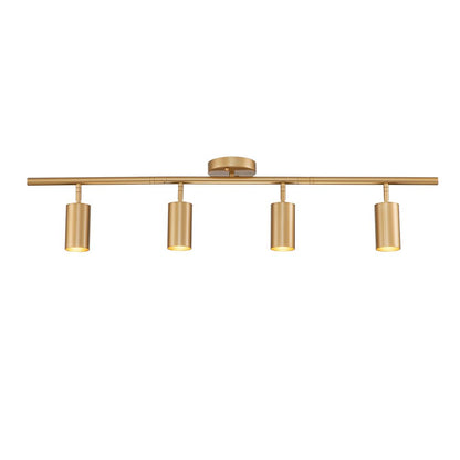 Track Lighting 4-Light Adjustable Spotlight Bar Gold Metal GU10 Ceiling Fixture for Kitchen Bedroom Living Room Office Task Accent Direction